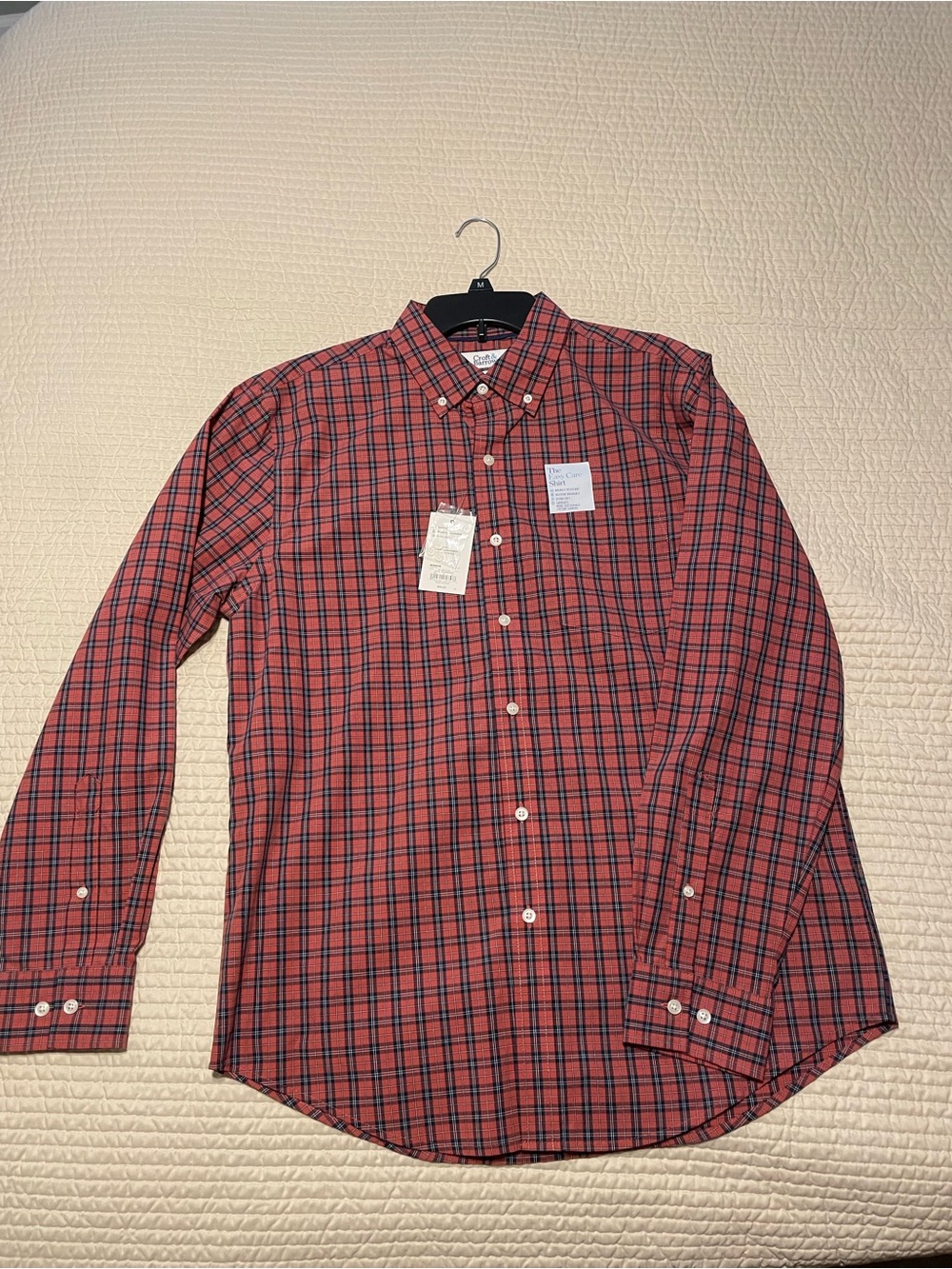 NWT Men's Croft and Barrow Red Plaid Button-Down Shirt Size Medium